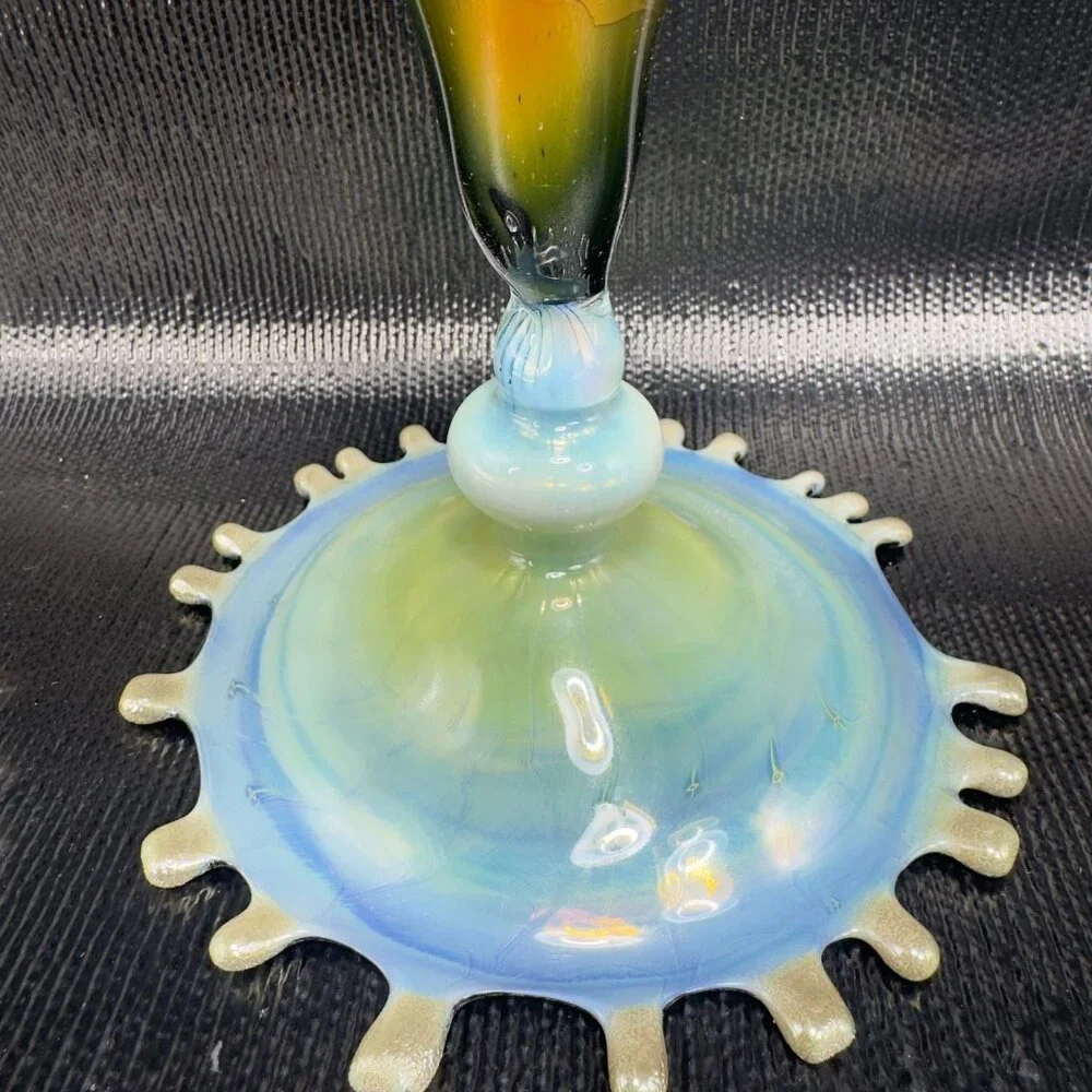 Studio Art‎ Glass Tall Vase Vessel Slag Multicolored Glass Vase Hand Blown Thin